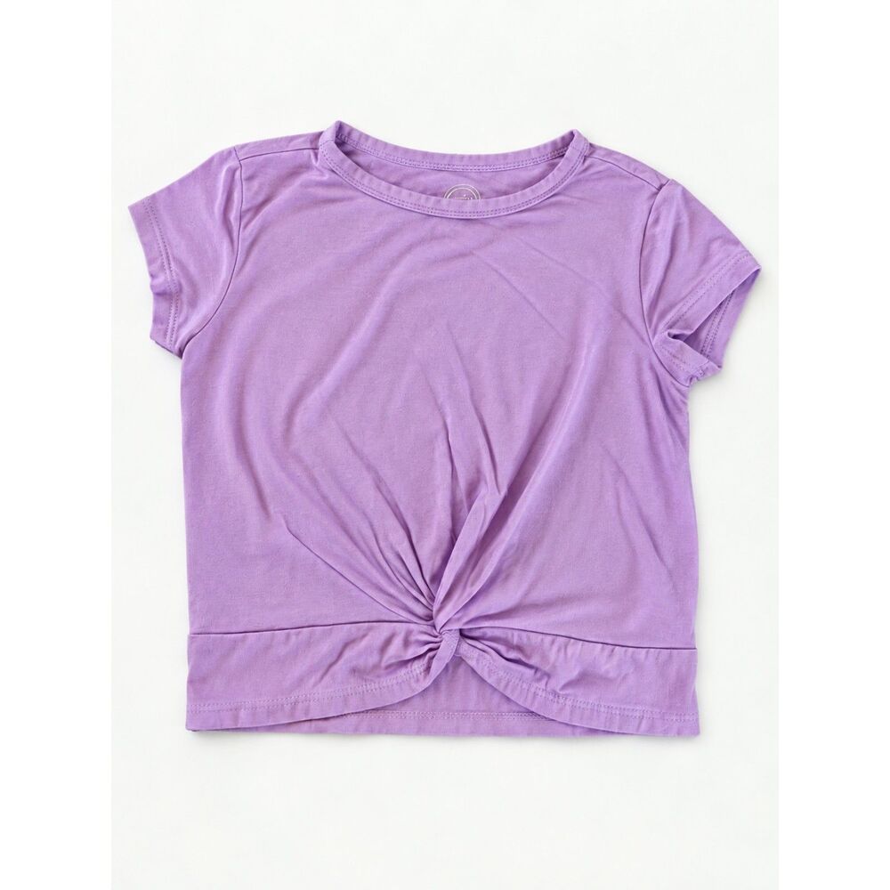 Wonder Nation Girls Purple Tie Front Short Sleeve T-Shirt XS 4-5